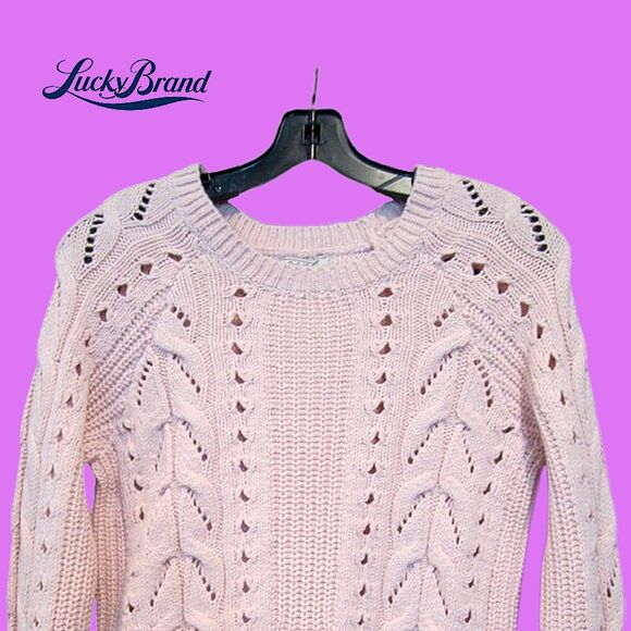 Lucky Brand NEW Cable Knit Crew Neck Sweater Top S - Picture 2 of 12